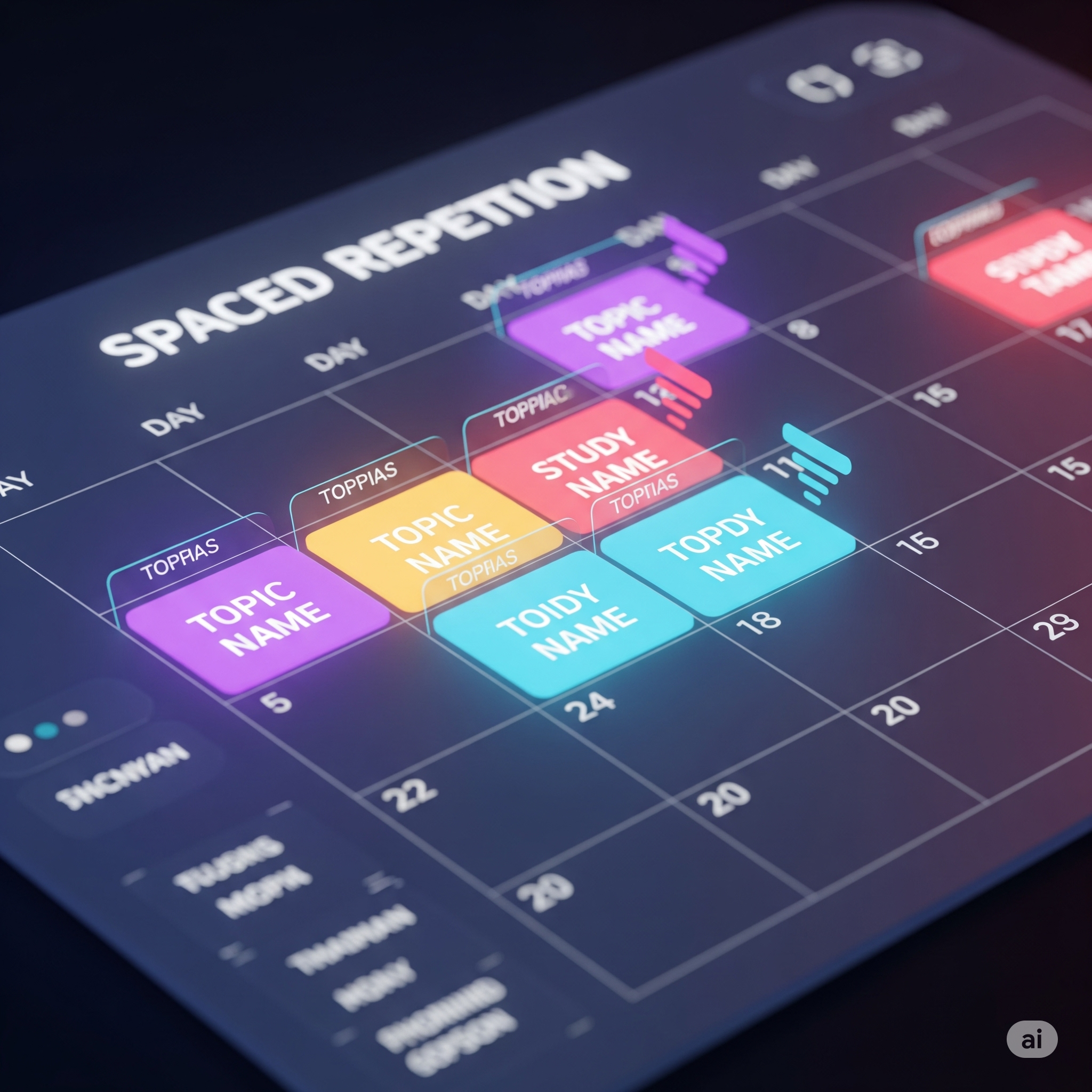 A calendar illustrating study sessions spread out over time